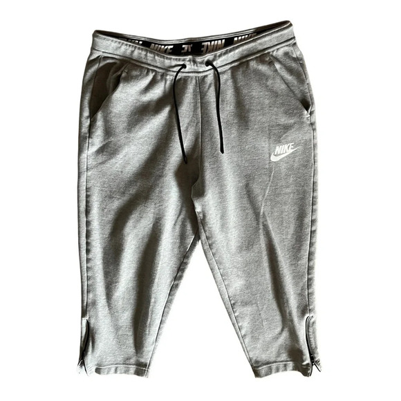 Nike womens carpi length zip hem pull on elastic waist light gray athletic M - Picture 1 of 10